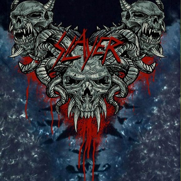 Slayer Hell Awaits Tie Dye Liquid Blue metal rock Official T-Shirt 2XL XXL NWT - Picture 3 of 3